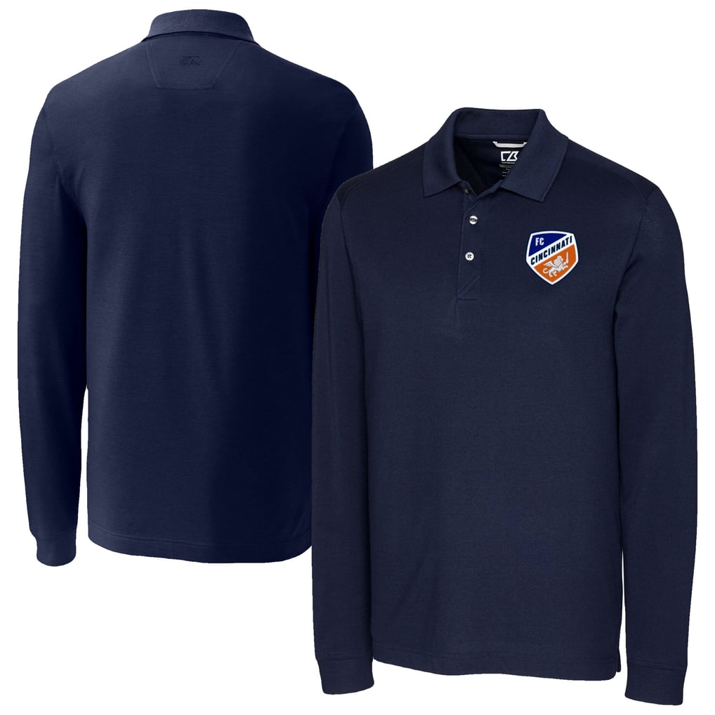  FC Cincinnati Cutter & Buck Advantage Eco Tri-Blend Pique Long Sleeve Polo - Navy